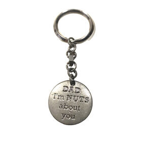 Dad I'm Nuts About You Silver Tone Keychain Gift Stocking Stuffer